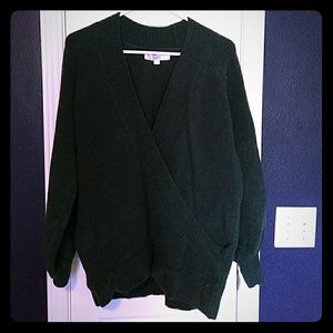 Faux wrap green sweater
